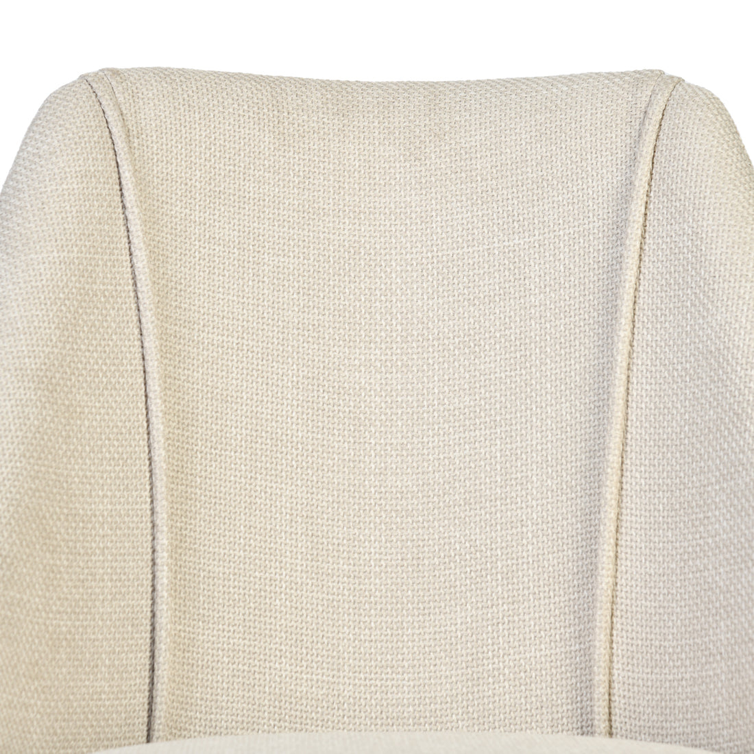 Kali beige upholstered dining chair showing center seam detail on the backrest