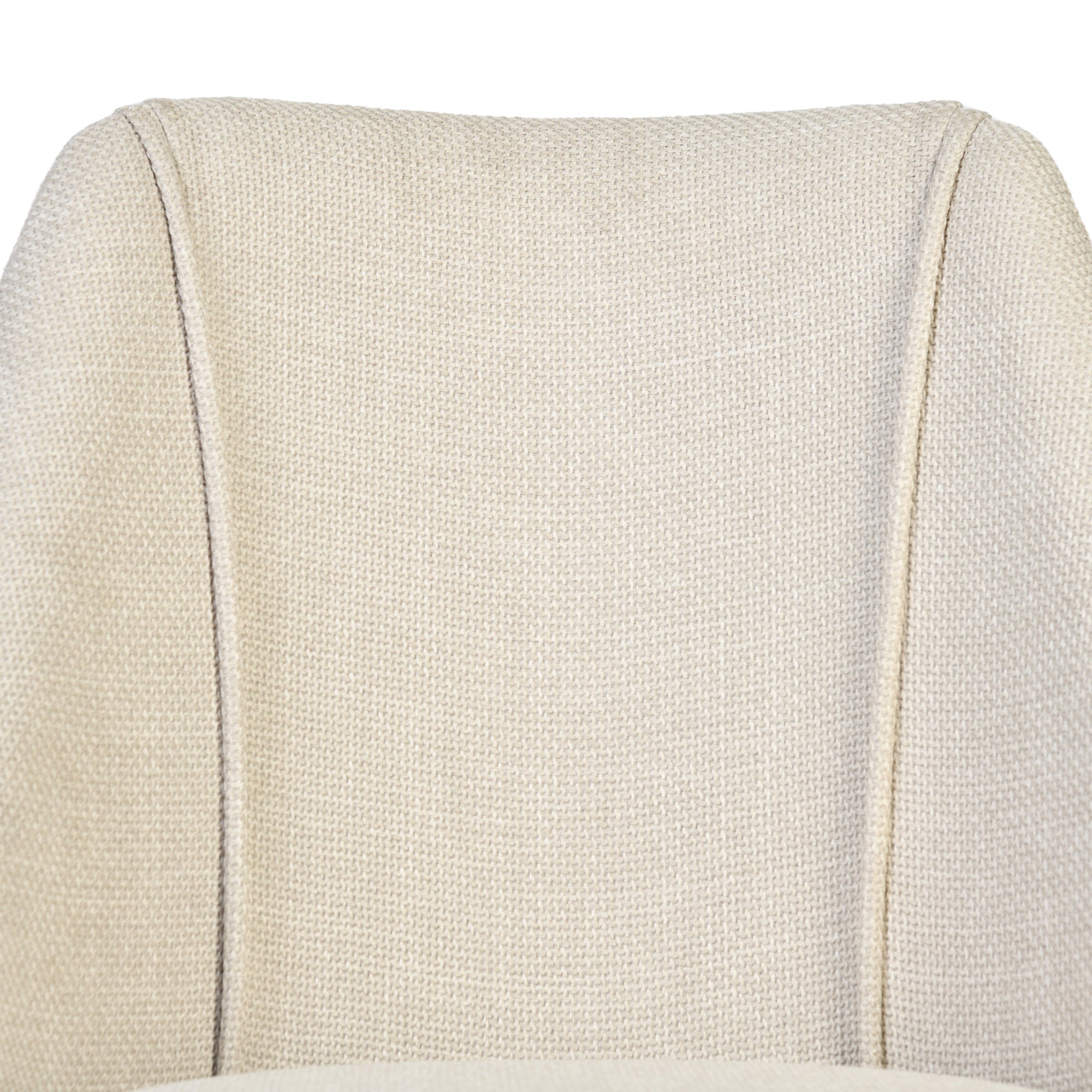 Kali beige upholstered dining chair showing center seam detail on the backrest
