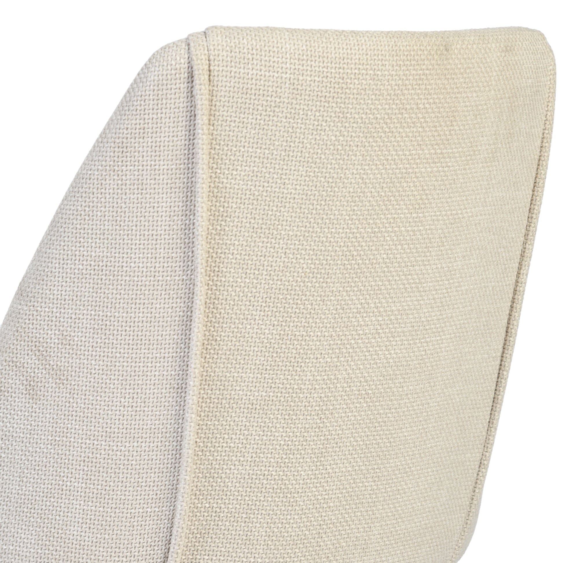 Kali beige upholstered dining chair showing textured fabric upholstery detail