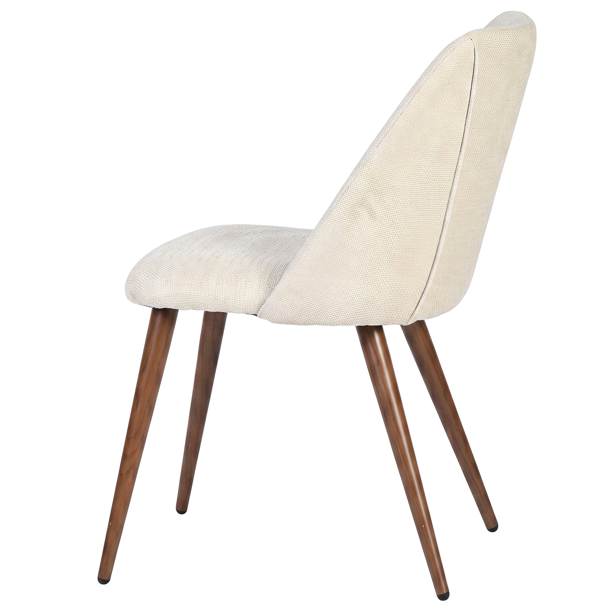 Kali beige upholstered dining chair side view on white background
