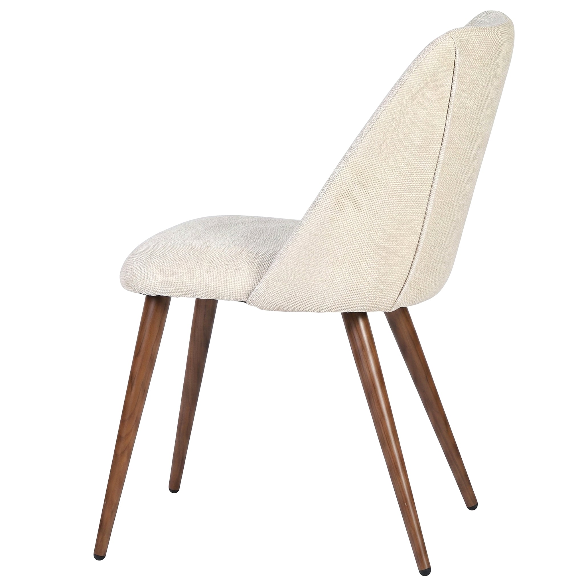 Kali beige upholstered dining chair side view on white background