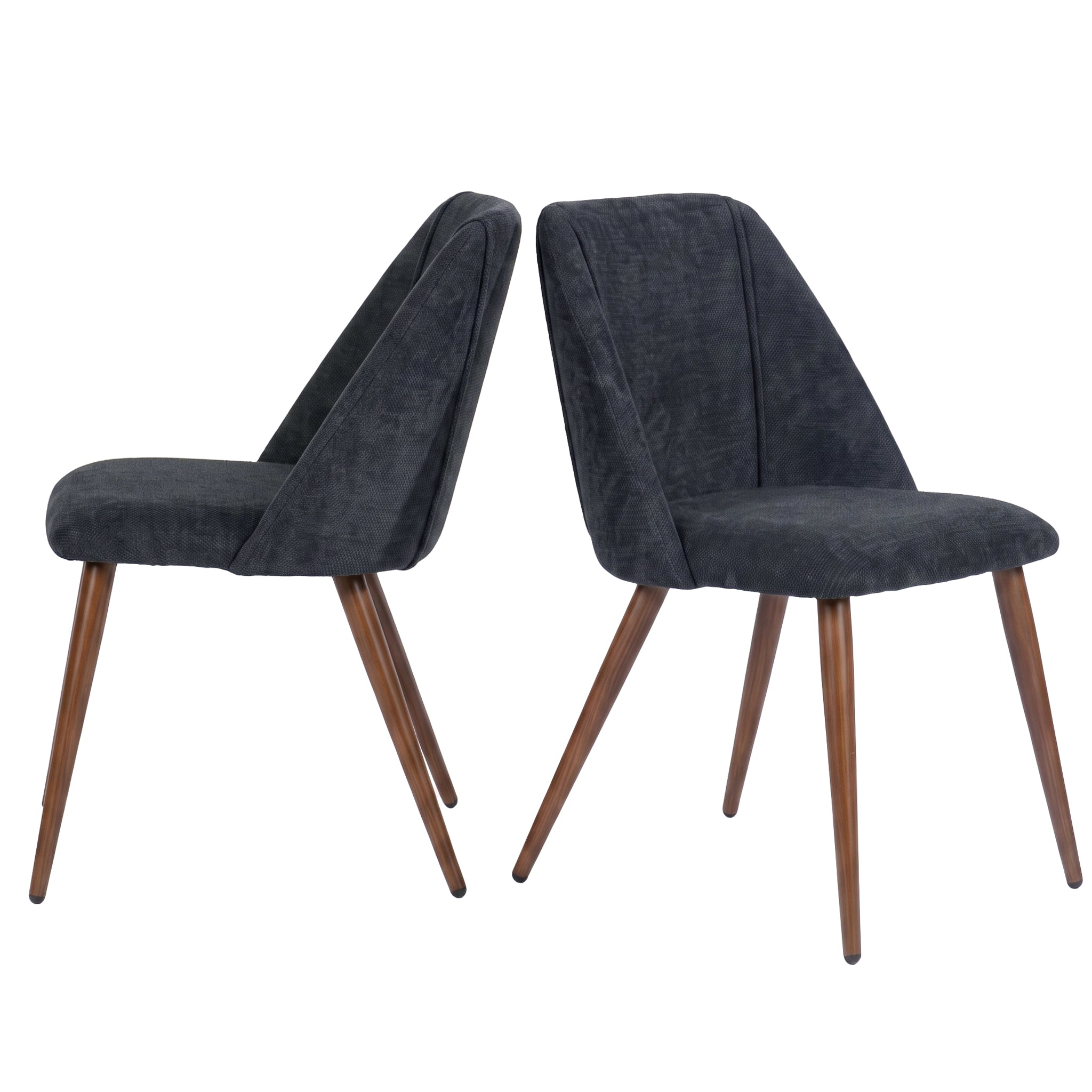 Kali gray upholstered dining chairs pair view on white background