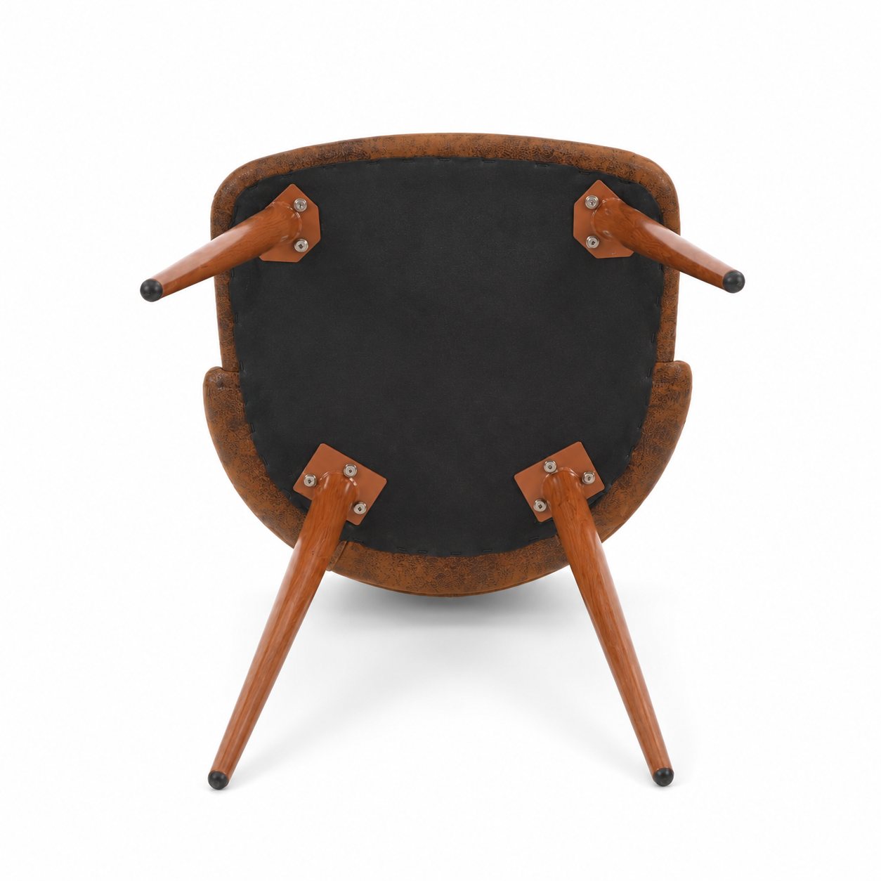 Kali suede brown dining chair underside view detail