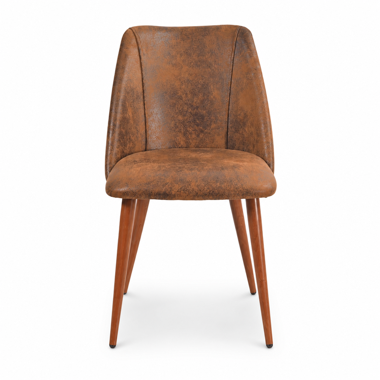 Kali suede brown dining chair front view on white background