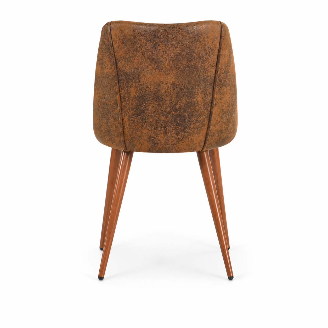 Kali suede brown dining chair rear view on white background