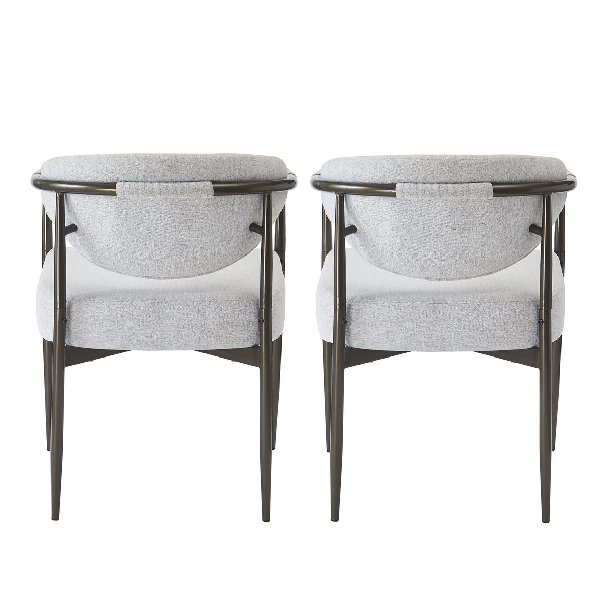 Kariba gray upholstered dining chairs set of two rear view on white background