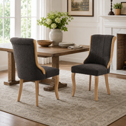 Kivu Wingback Boucle Upholstered Dining Chairs with Cabriole Legs Set of 2