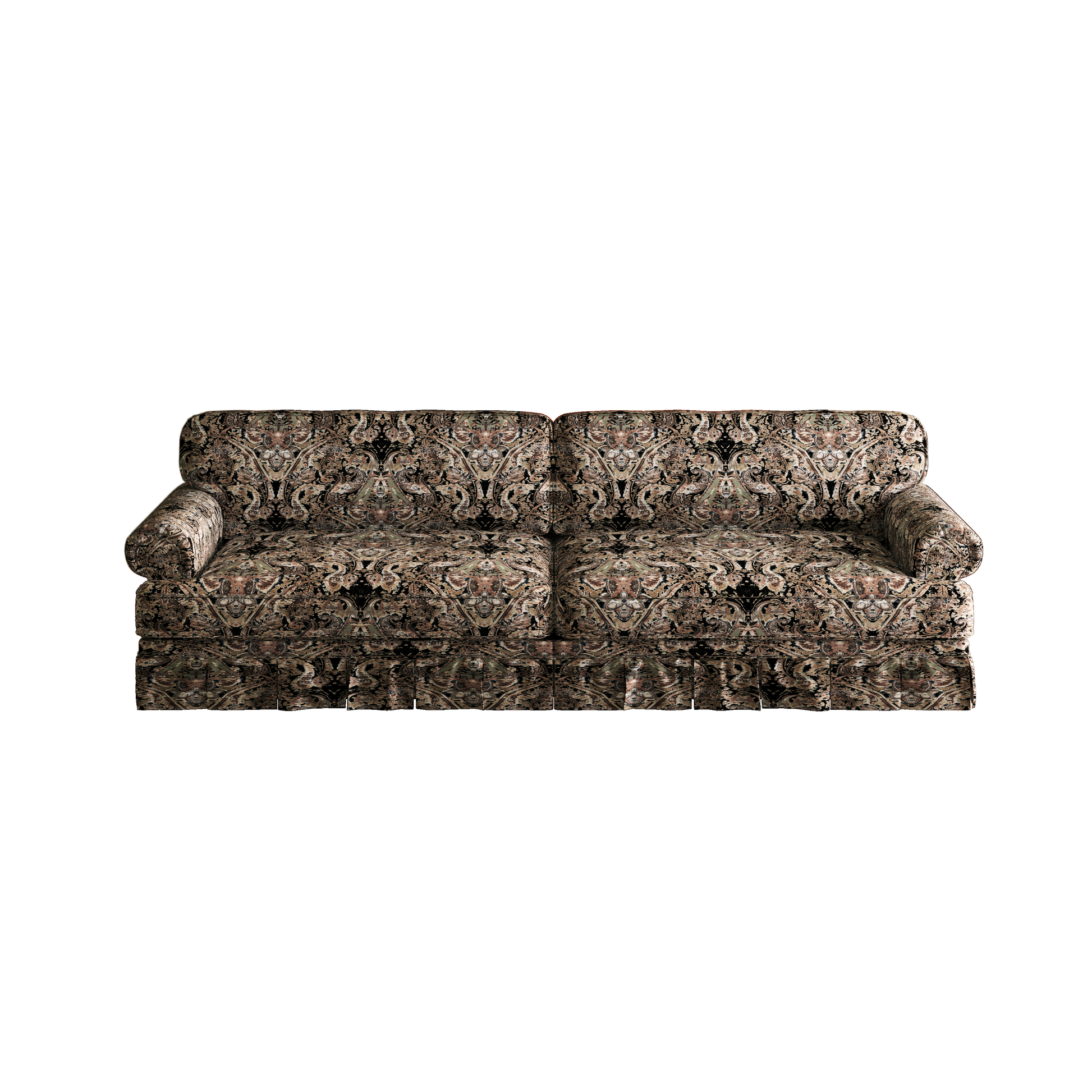 Livonia 94 inch patterned fabric sofa front product view on white background