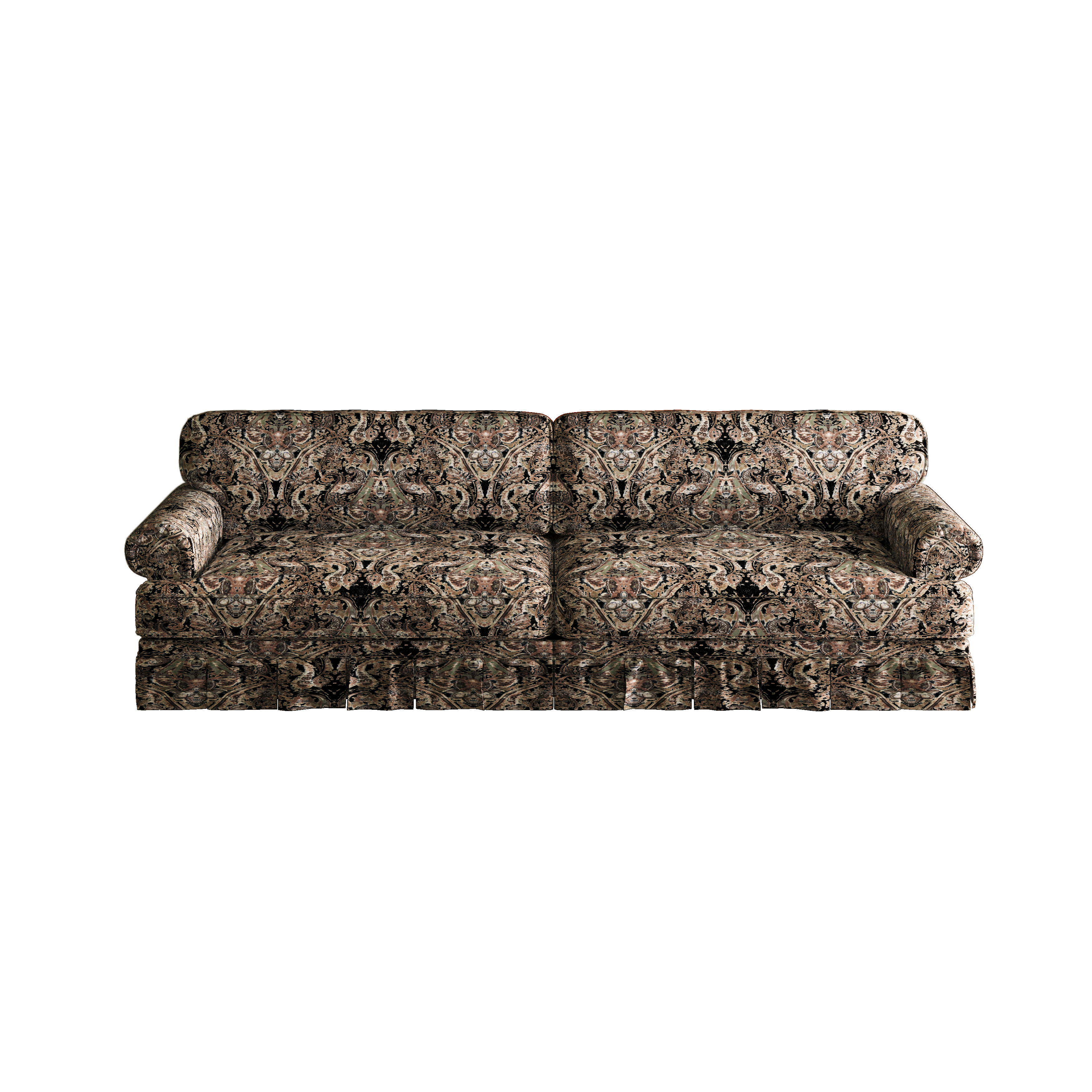 Livonia 94 inch patterned fabric sofa front product view on white background