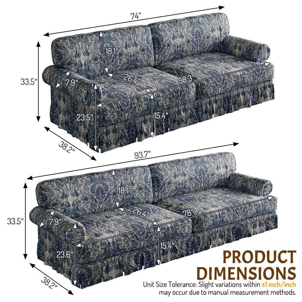 Livonia floral fabric sofa product dimensions 