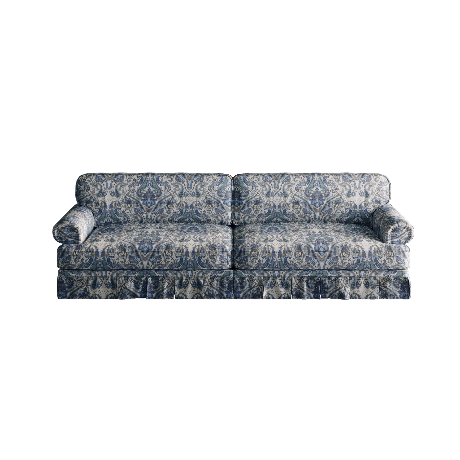 Livonia 94 inch floral upholstered sofa front product view on white background