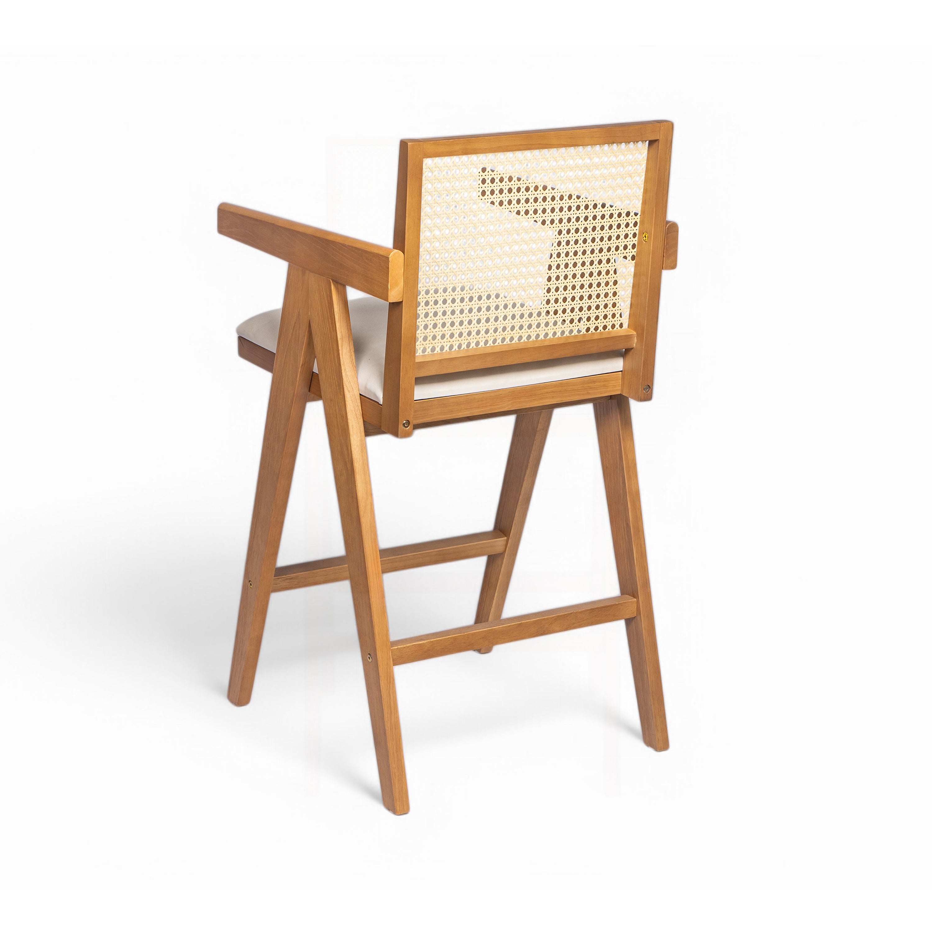 Lodi 27" Modern Cane Back Upholstered Bar Stool Set of 2 with Armrests