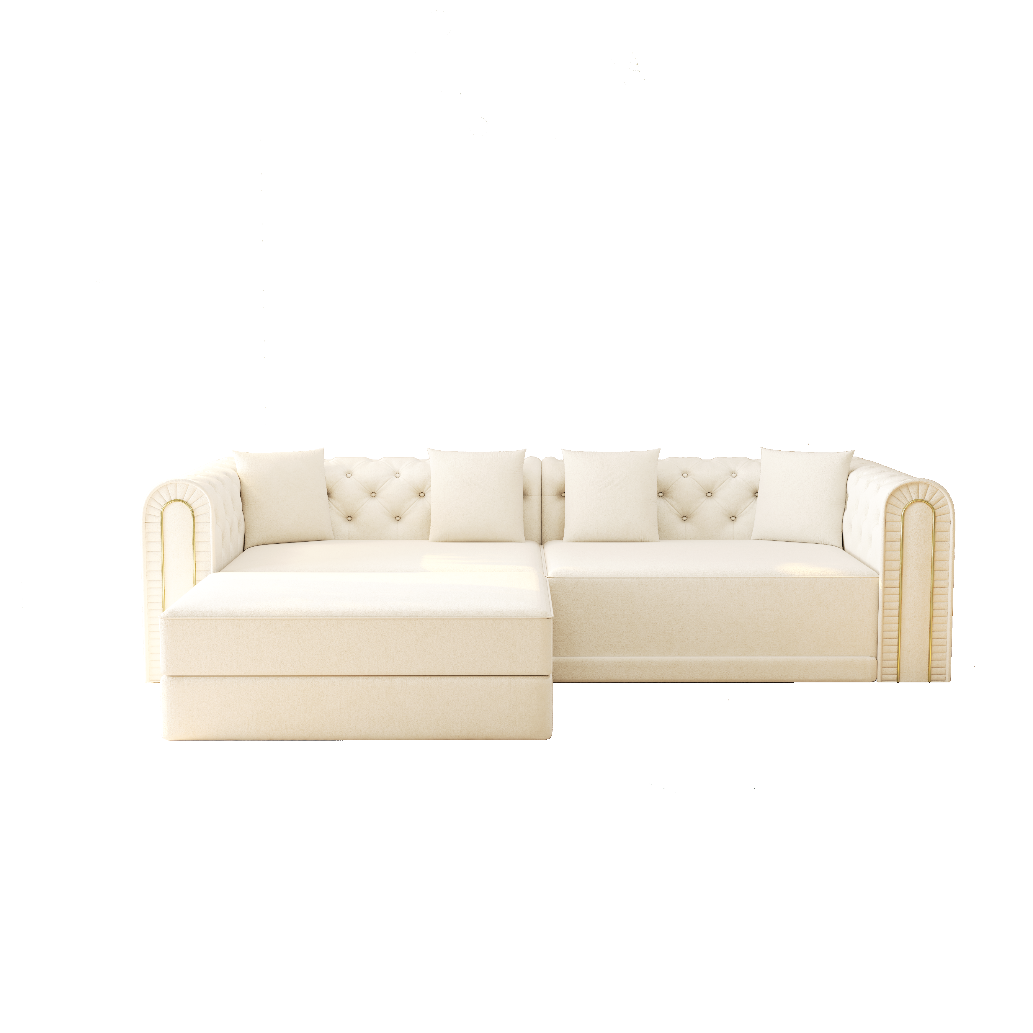 Lowell beige modular sleeper sofa bed showing front view isolated sofa image on white background