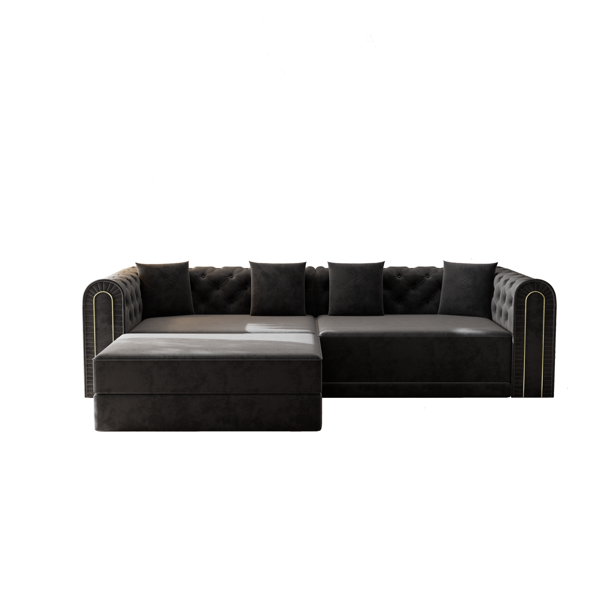 Lowell black modular 3-in-1 convertible sleeper sofa bed showing front view isolated on white background