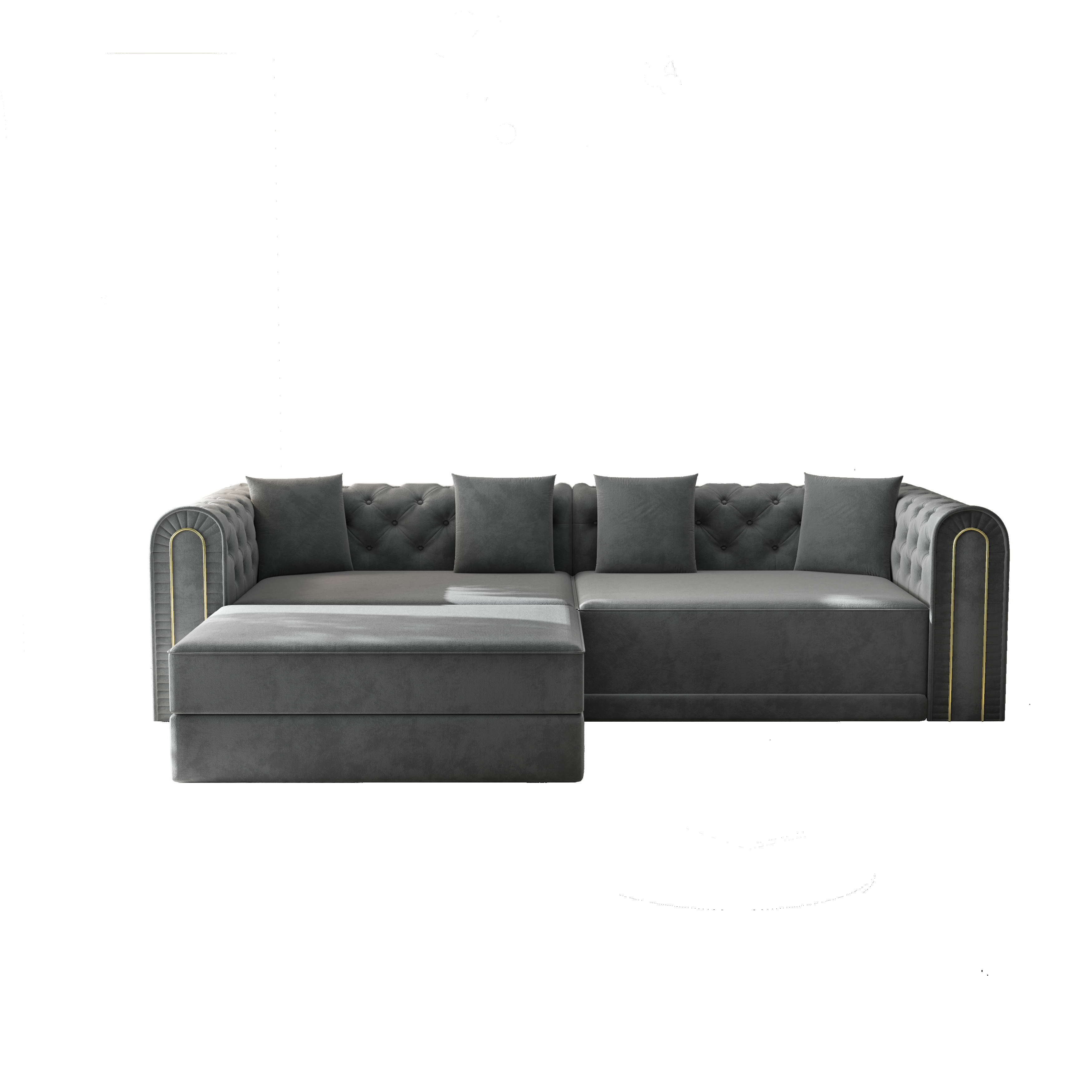 Lowell grey modular 3-in-1 convertible sleeper sofa bed showing front view isolated on white background