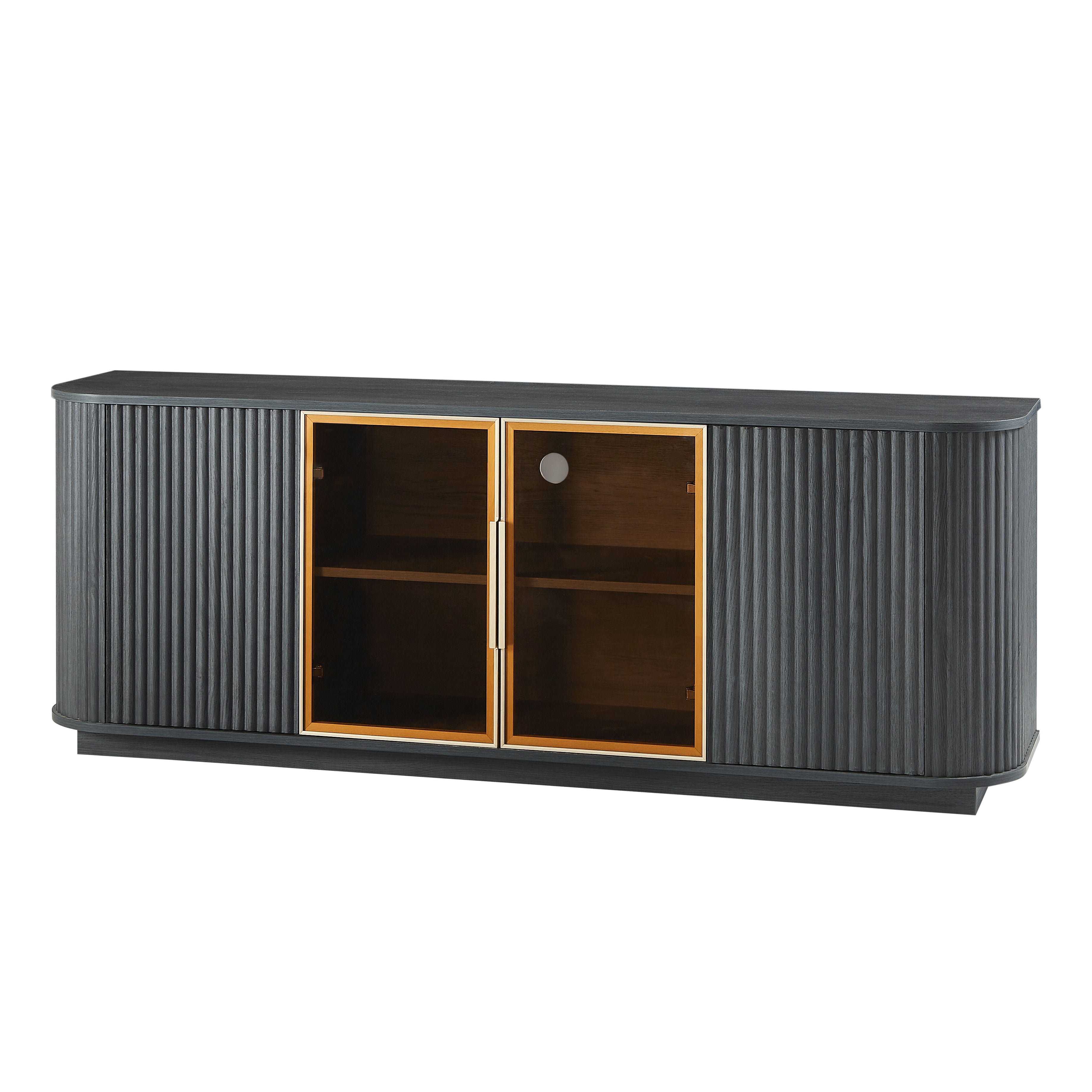 Lund black tv stand showing front view isolated product image on white background