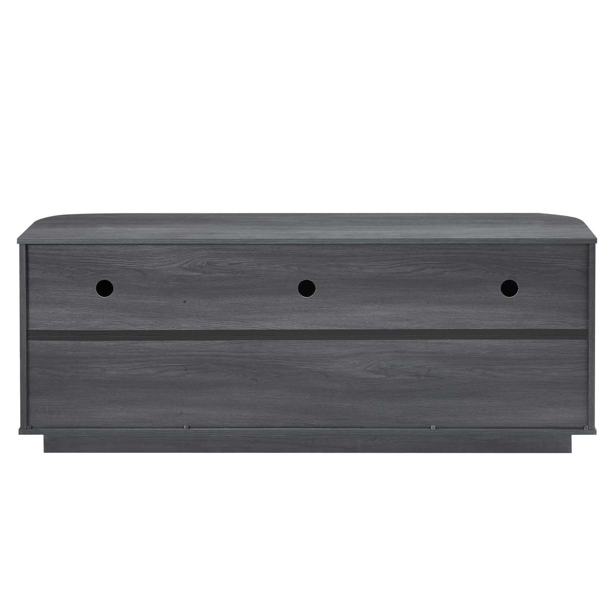 Lund black tv stand showing underside view isolated product image on white background