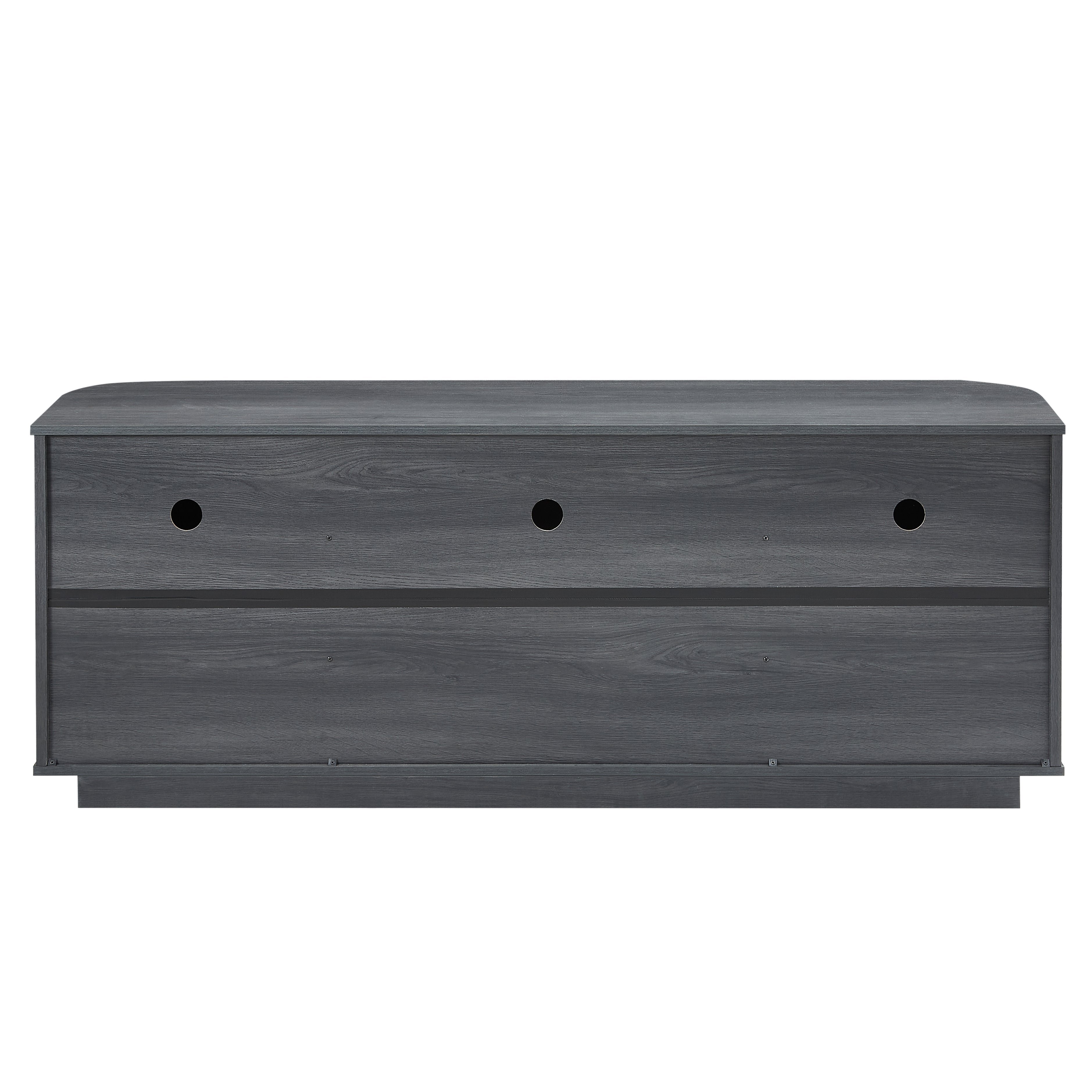 Lund black tv stand showing underside view isolated product image on white background