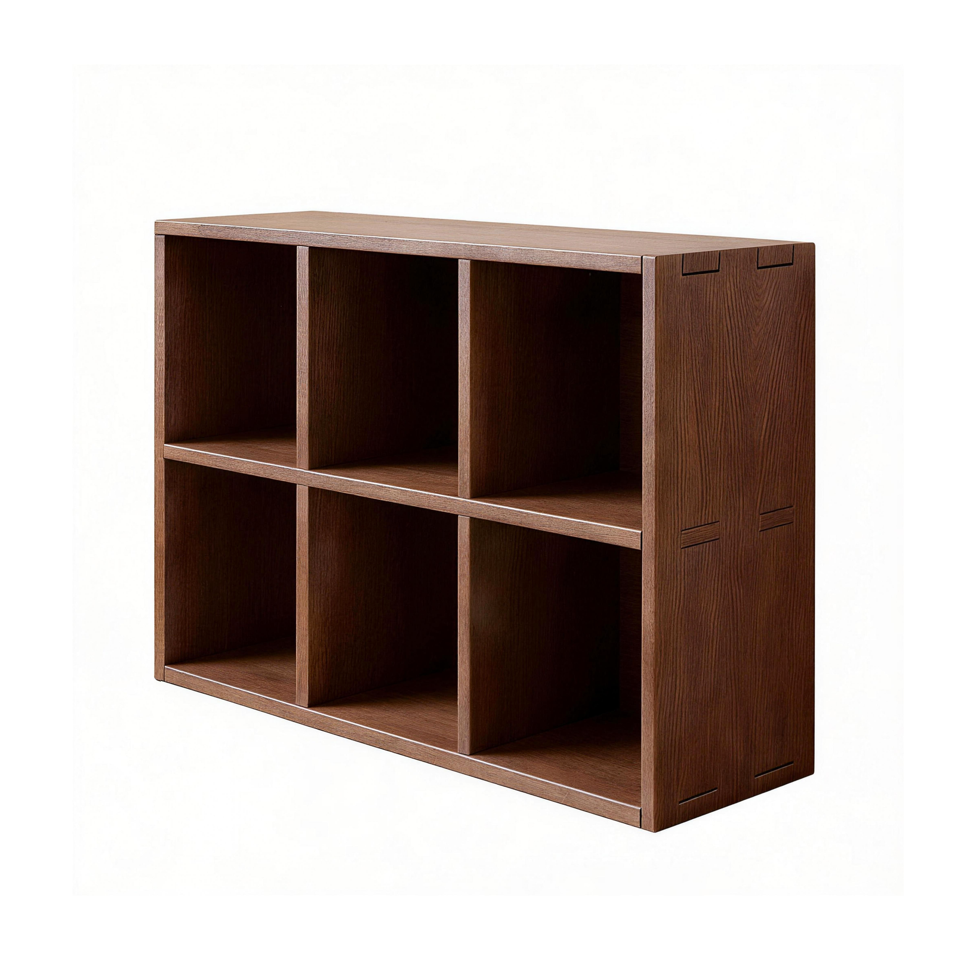 Lyceum walnut bookcase showing front angled view isolated on white background