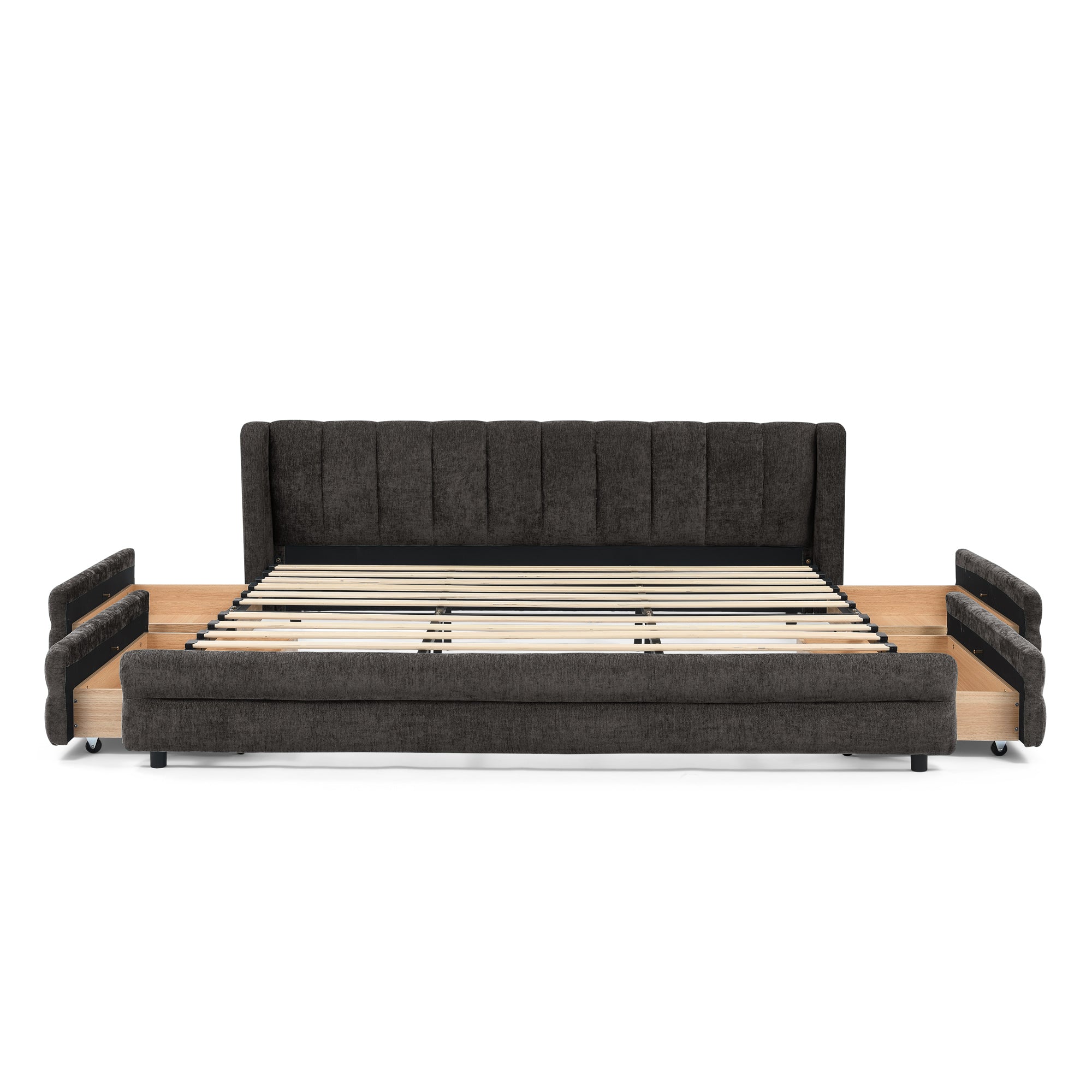 Mabel King Chenille Storage Platform Bed with Tufted Headboard and 4 Drawers