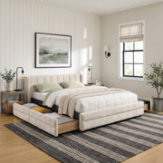 Mabel Queen Chenille Storage Platform Bed with Tufted Headboard and 4 Drawers