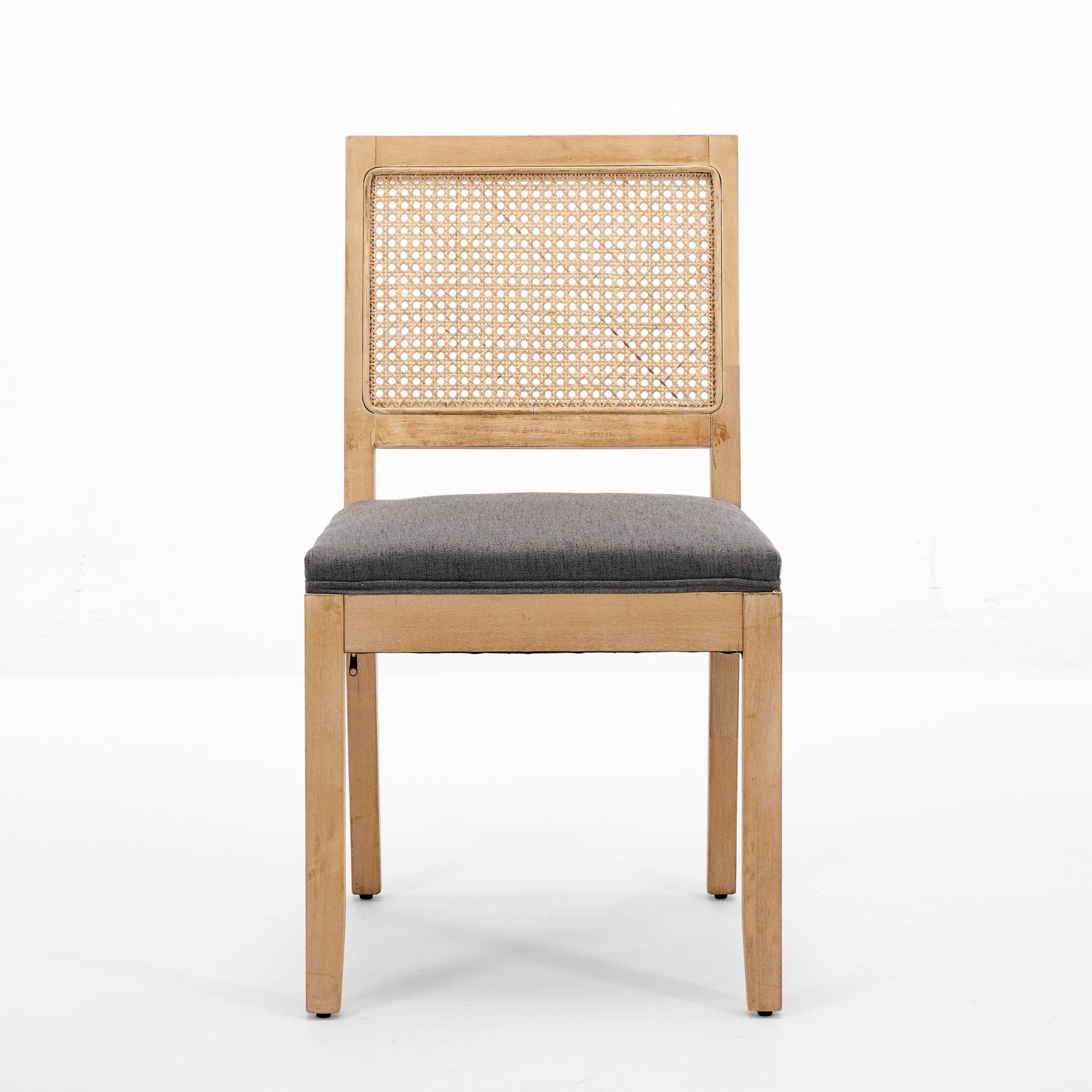 Maggiore gray rattan dining chair straight front view on white background