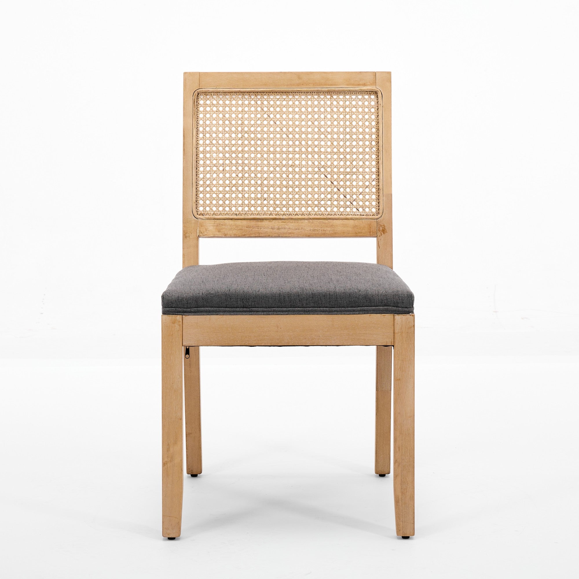 Maggiore gray rattan dining chair straight front view on white background