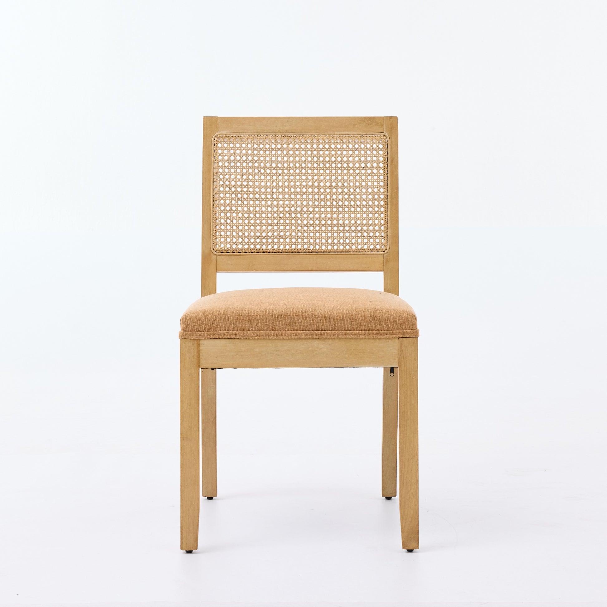 Maggiore orange rattan dining chair straight front view on white background
