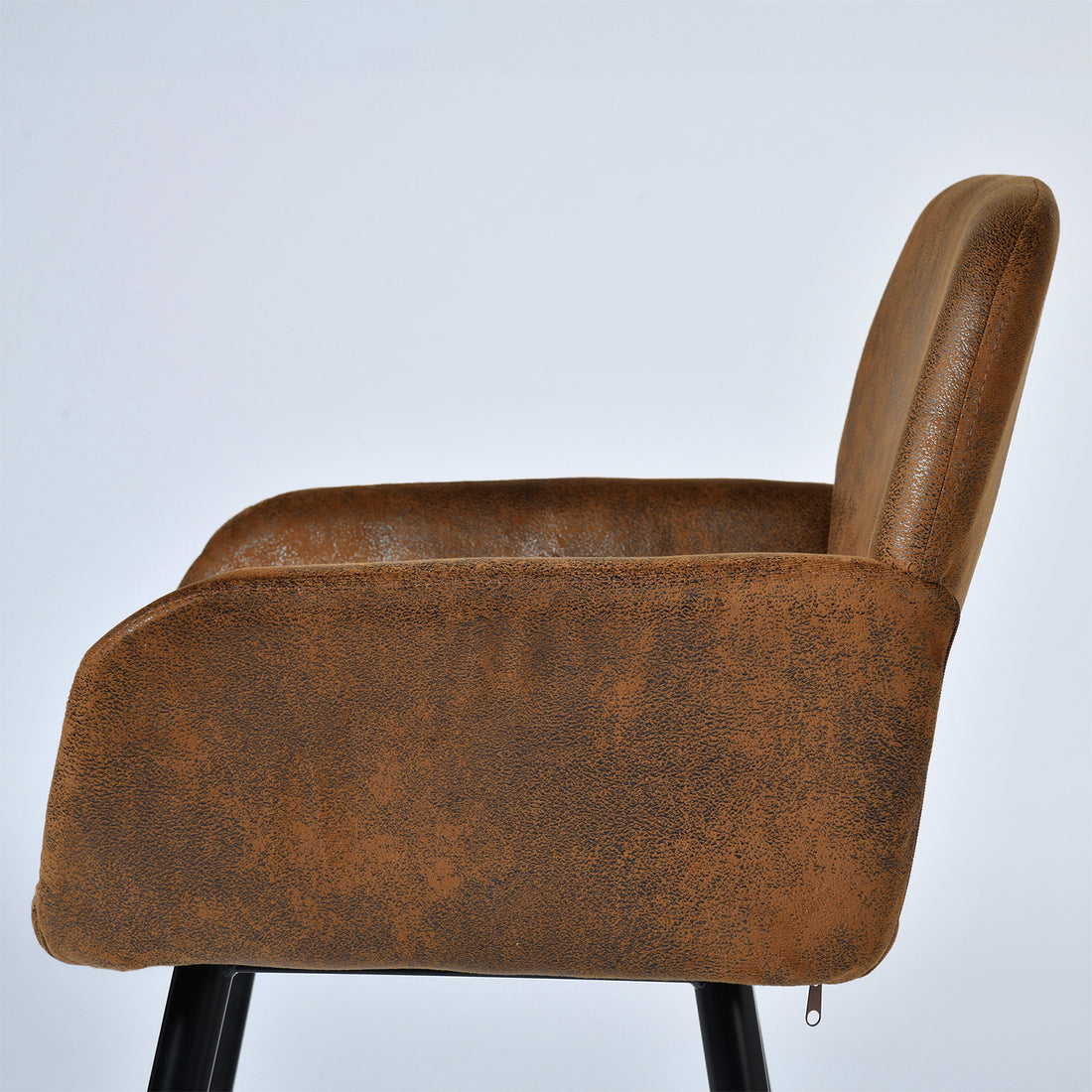 Mayfair suede brown dining chair showing padded seat cushion detail