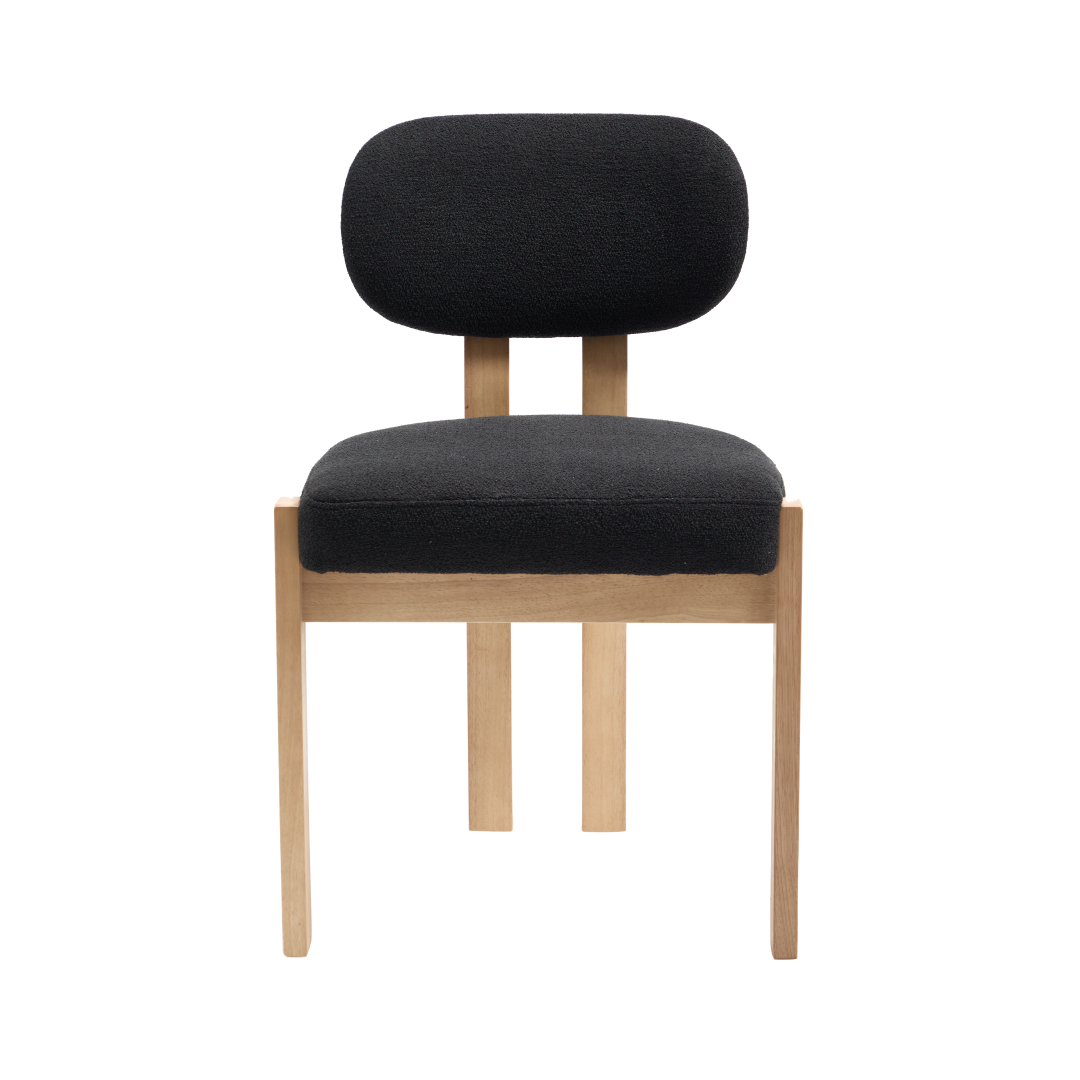Michigan black upholstered dining chair straight front view on white background