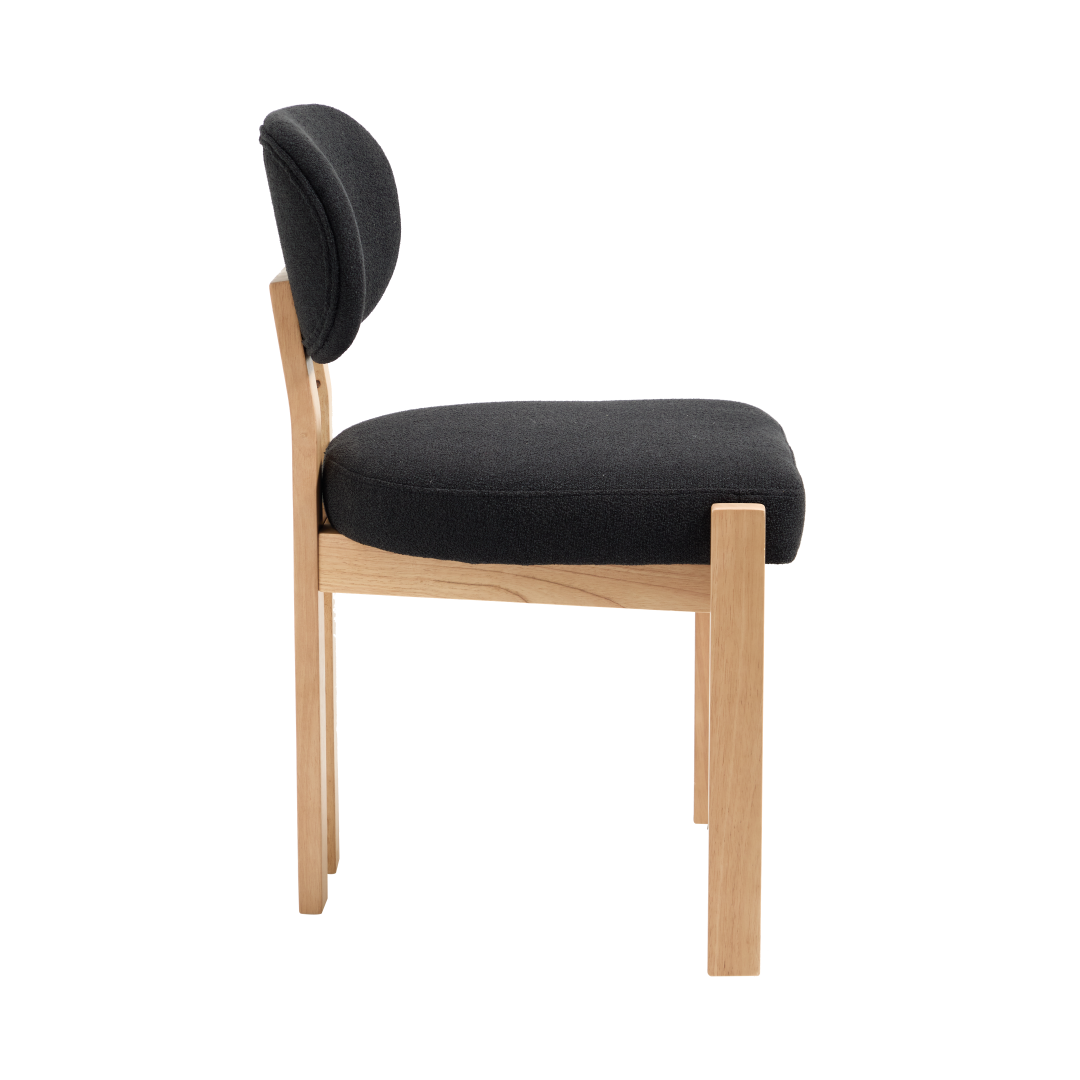 Michigan black upholstered dining chair side view on white background