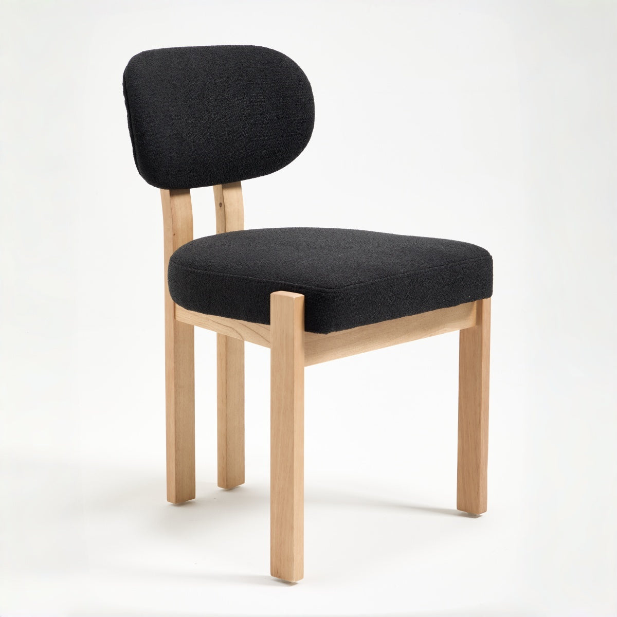 Michigan black dining chair front angled view with solid rubberwood legs on white background