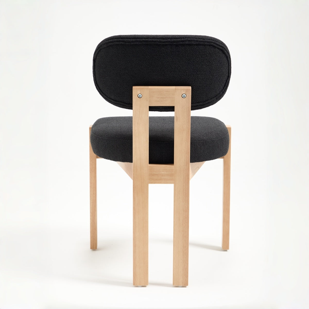 Michigan black dining chair rear view with open rubberwood back frame on white background