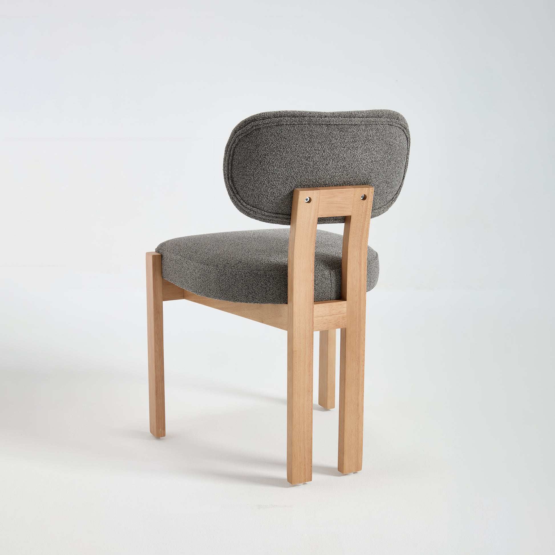 Michigan gray dining chair front angled view with solid wood frame on white background