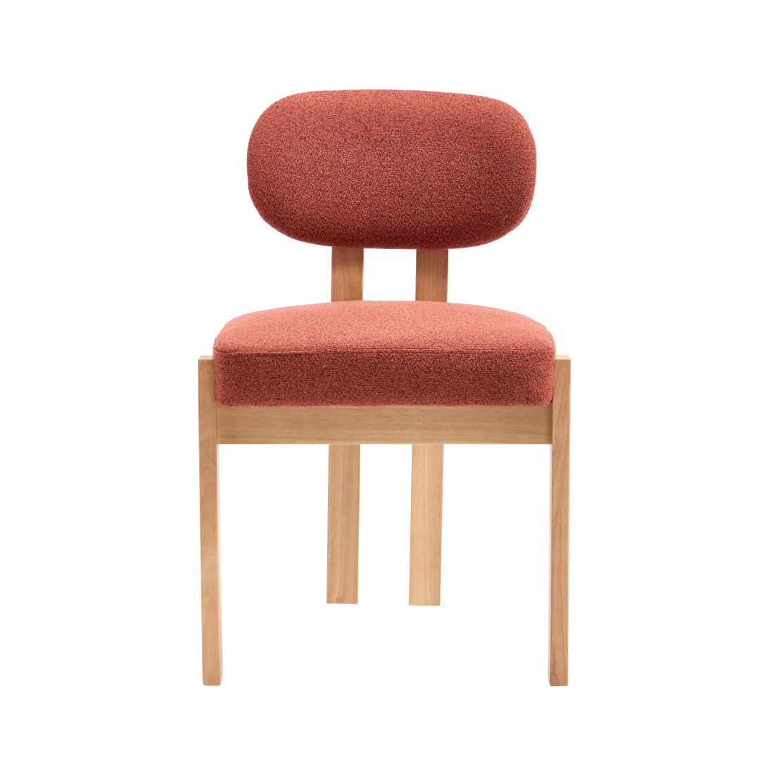 Michigan orange upholstered dining chair straight front view on white background