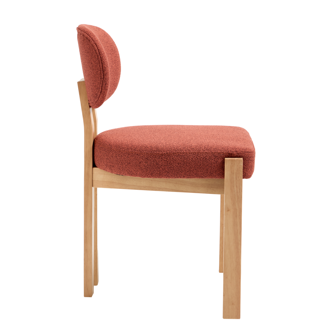Michigan orange upholstered dining chair side view on white background