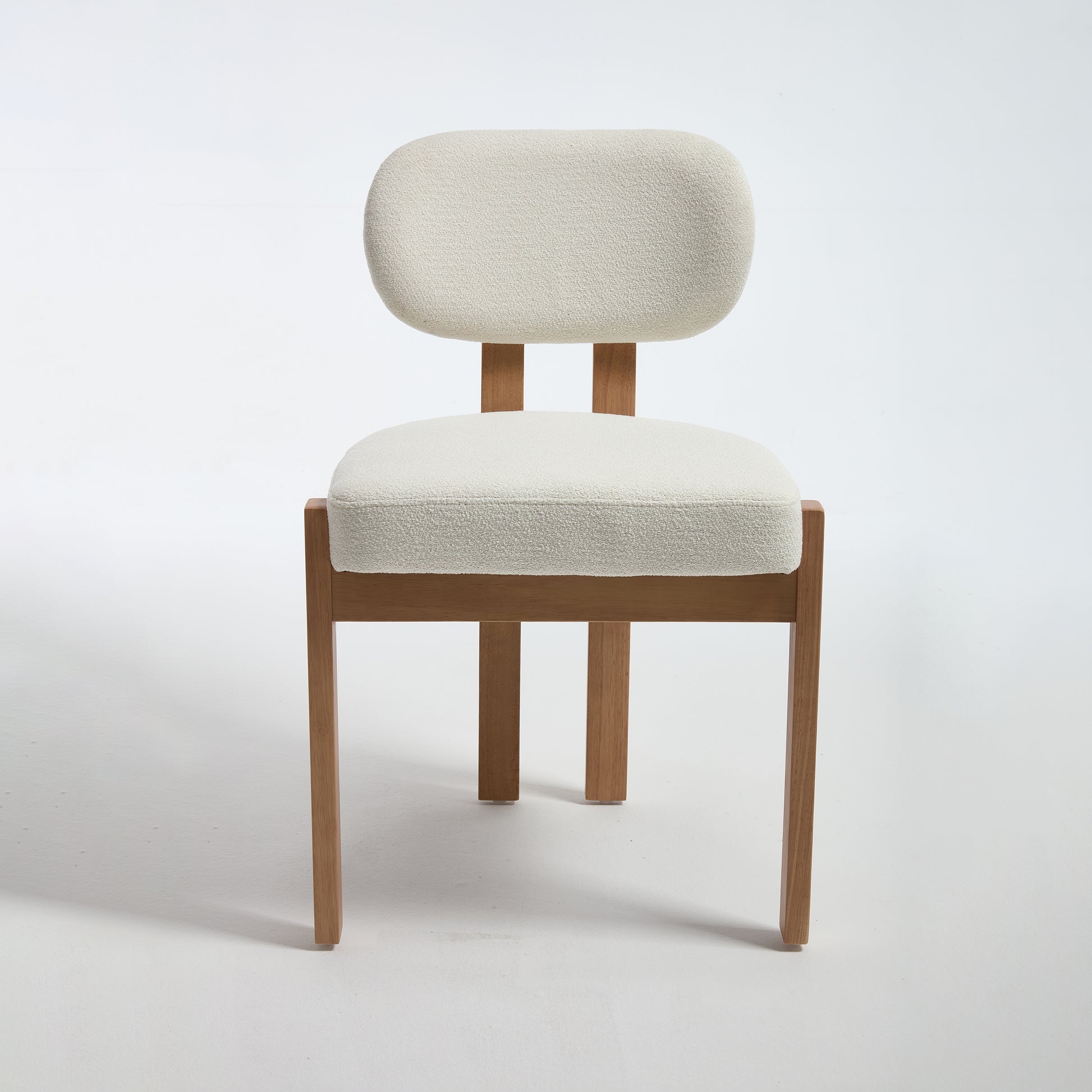 Michigan white upholstered dining chair straight front view on white background