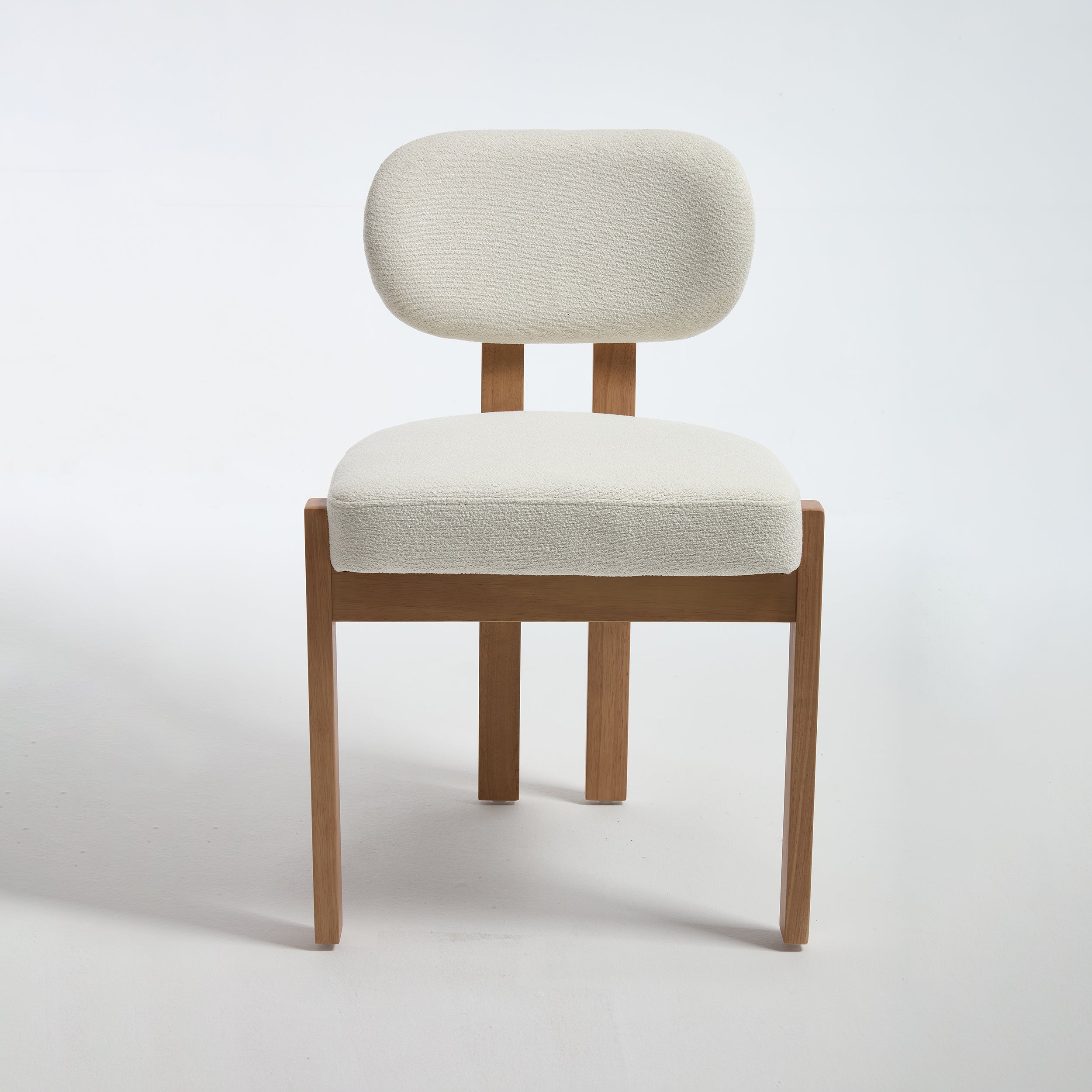 Michigan white upholstered dining chair straight front view on white background