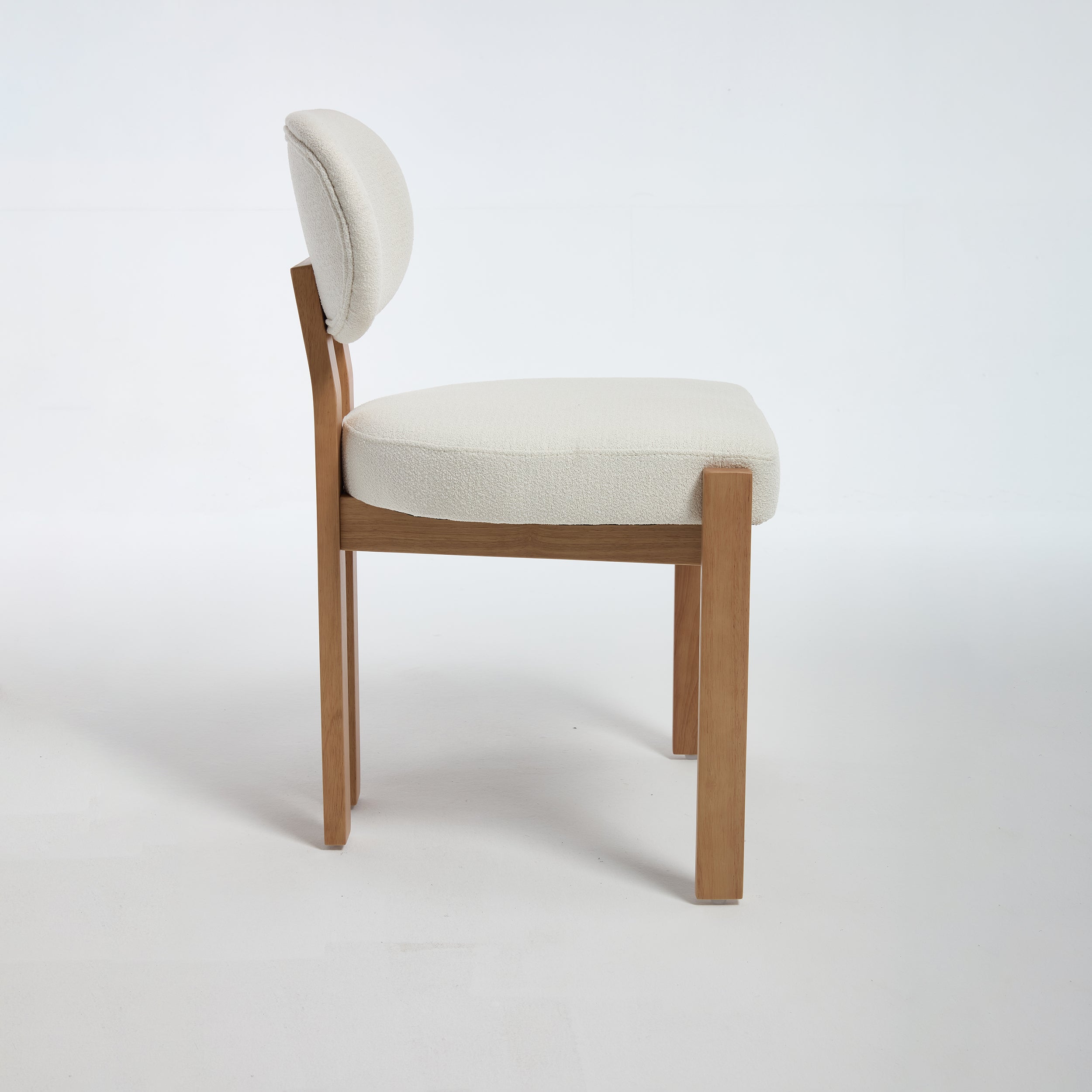 Michigan white upholstered dining chair side view on white background