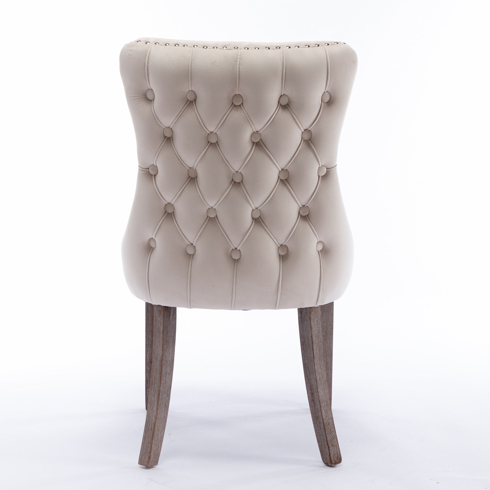 Missouri beige upholstered dining chair rear view on white background