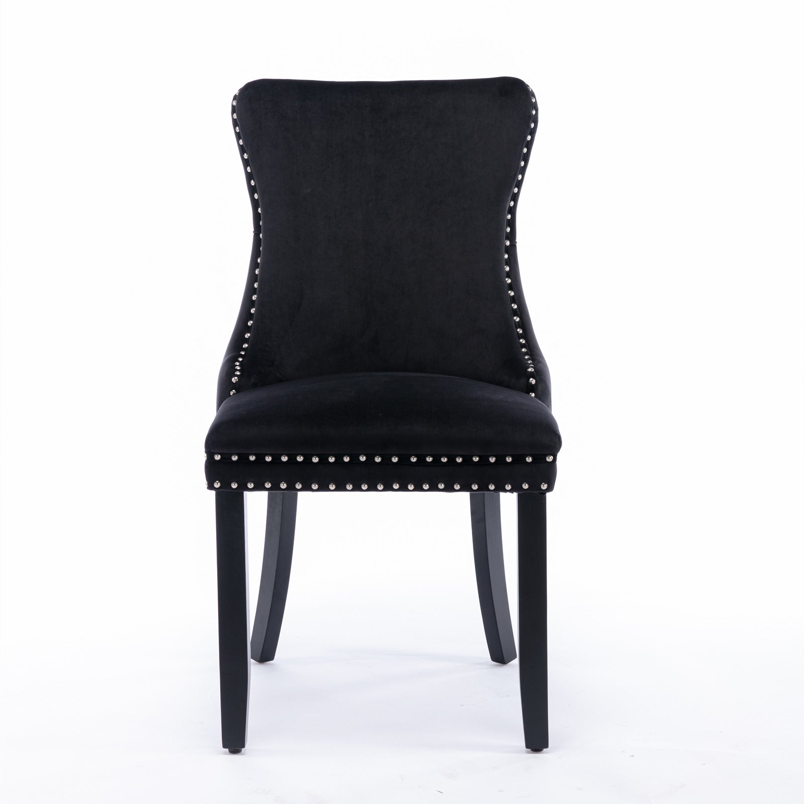 Missouri black upholstered dining chair straight front view on white background