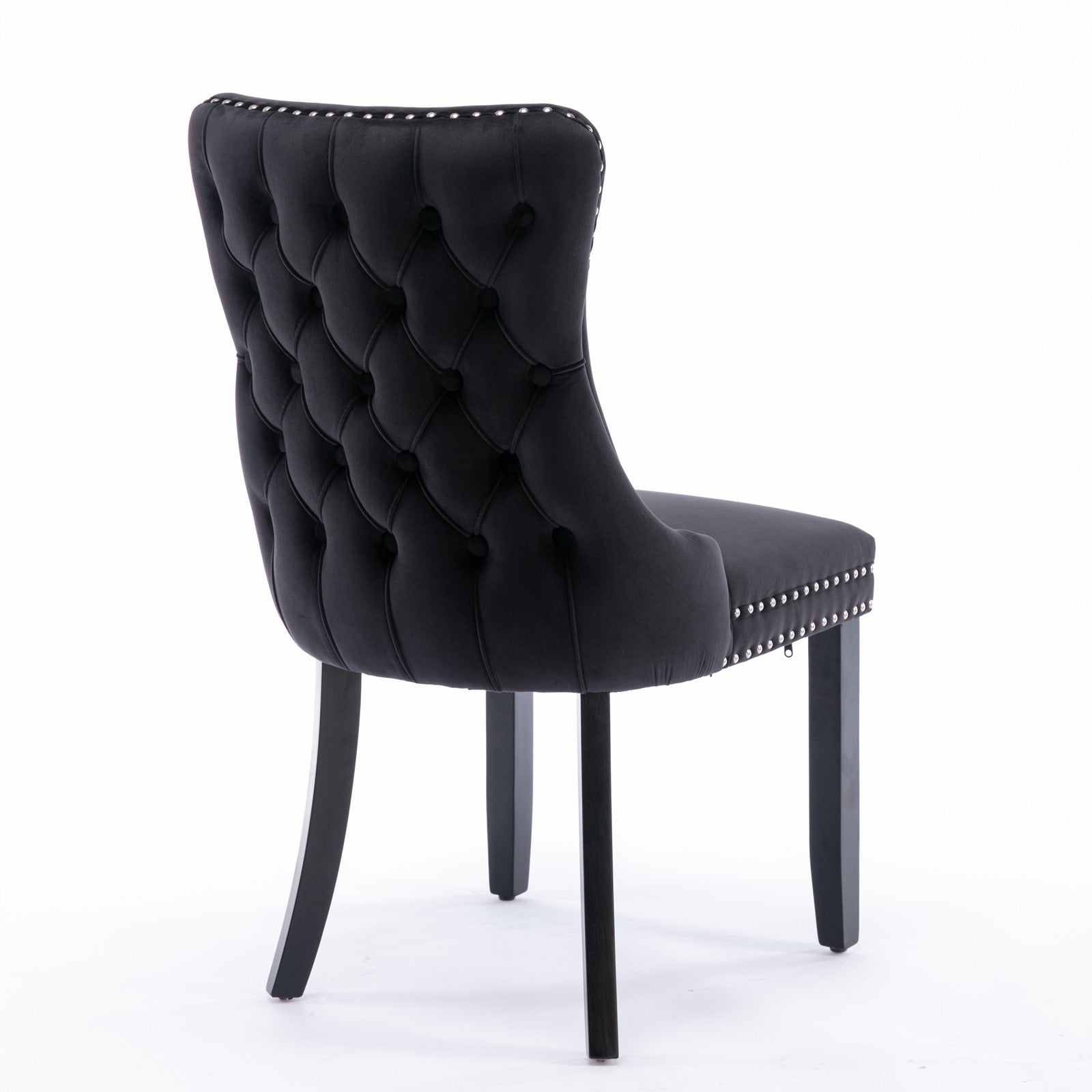 Missouri black upholstered dining chair front angled view on white background