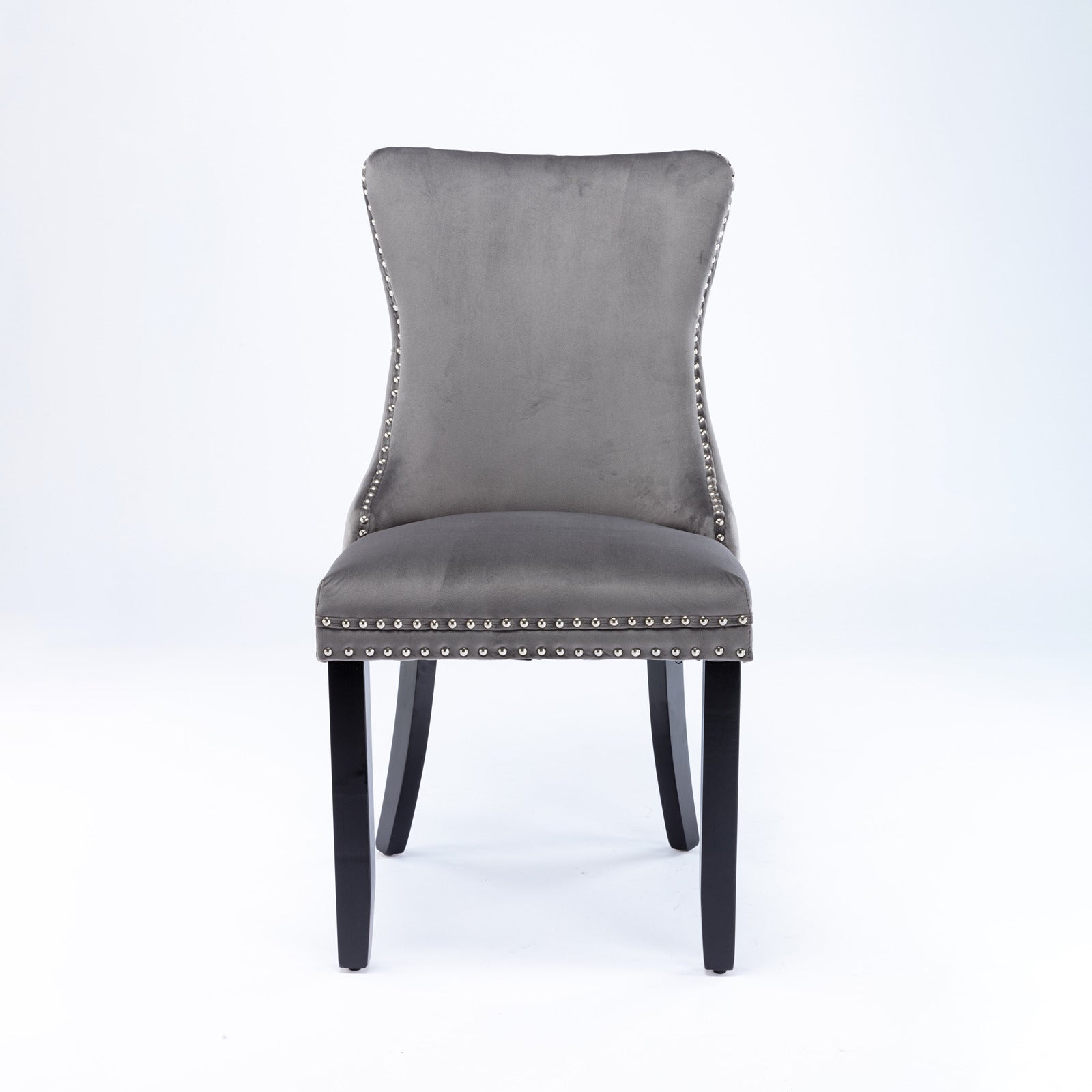 Missouri gray upholstered dining chair straight front view on white background