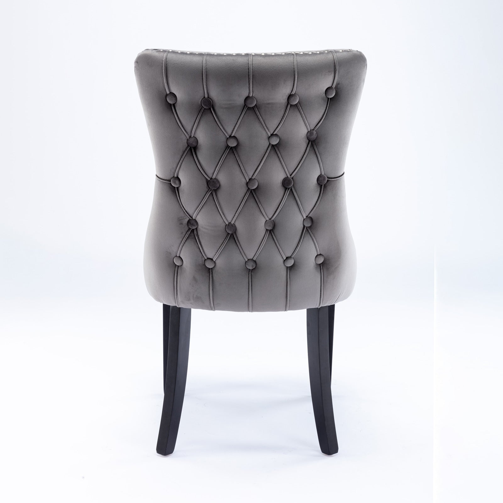 Missouri gray tufted dining chair rear view on white background