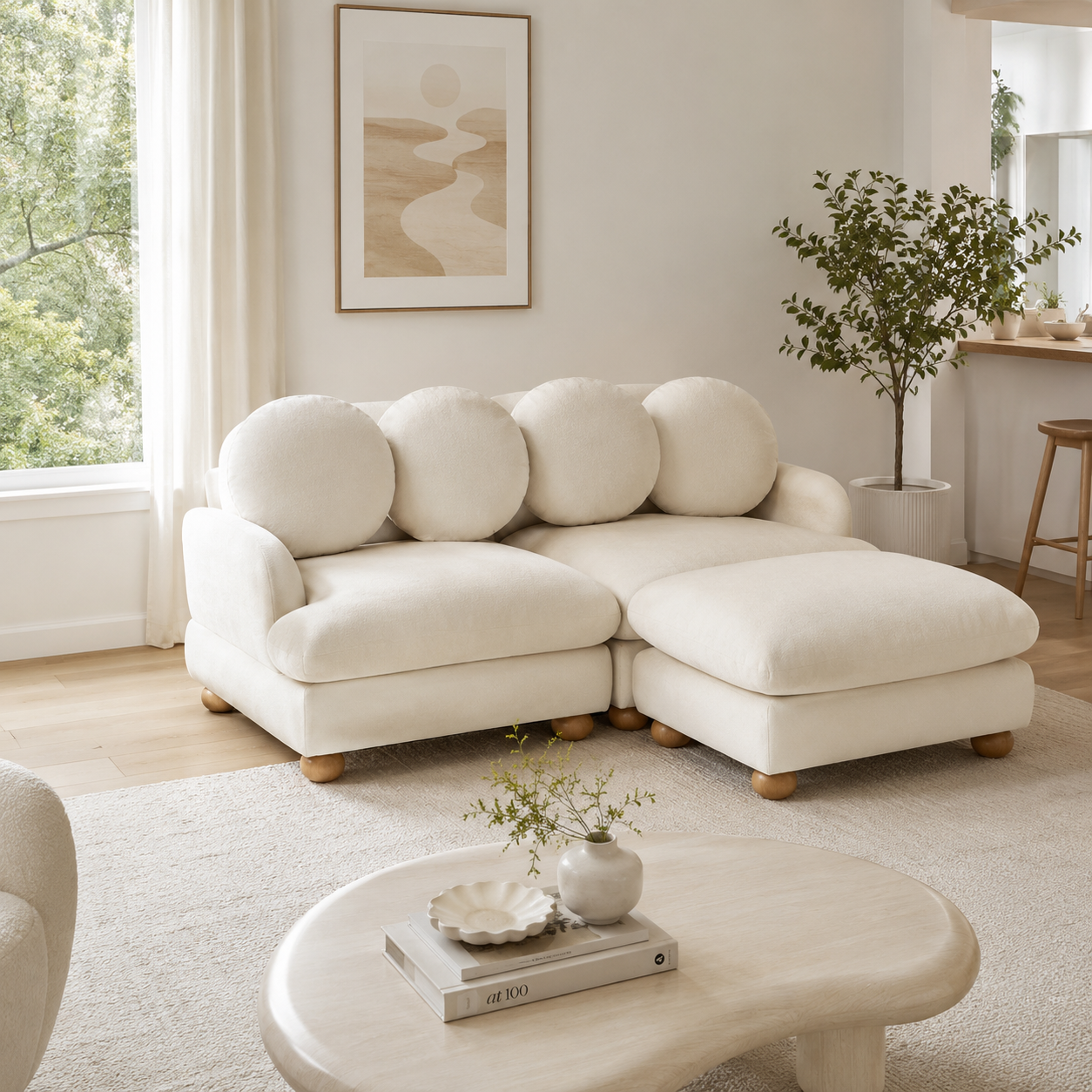 Montclair 68" 3-Seater Modular L-Shaped Sectional Sofa with Ottoman