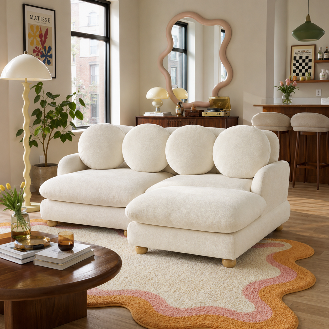 Montclair 68" 3-Seater Modular L-Shaped Sectional Sofa with Ottoman
