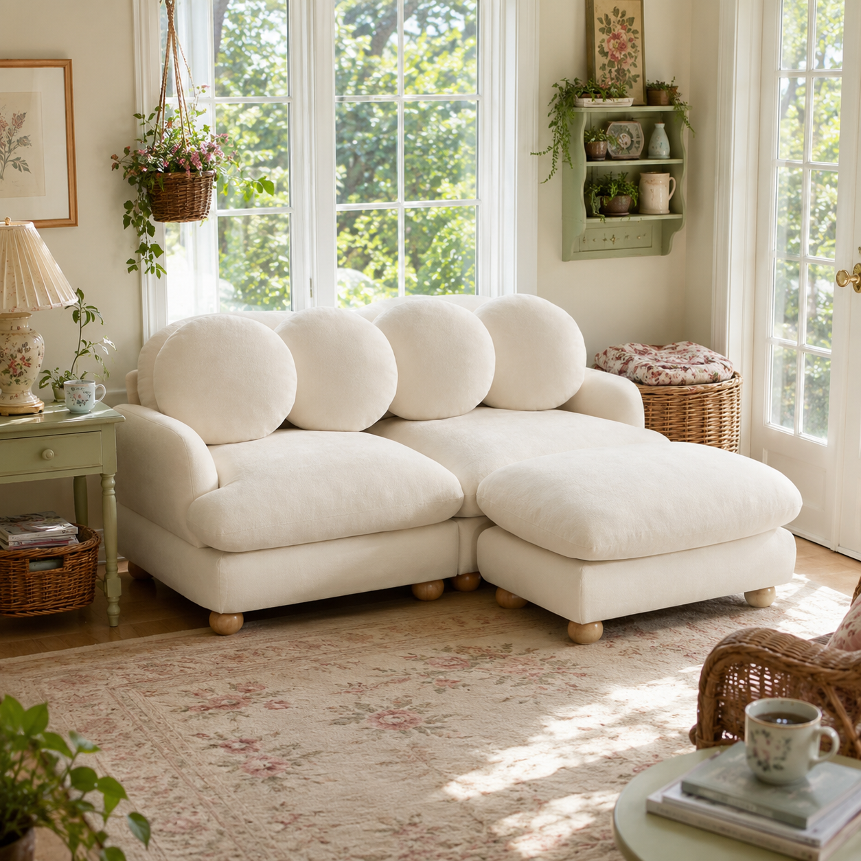 Montclair 68" 3-Seater Modular L-Shaped Sectional Sofa with Ottoman