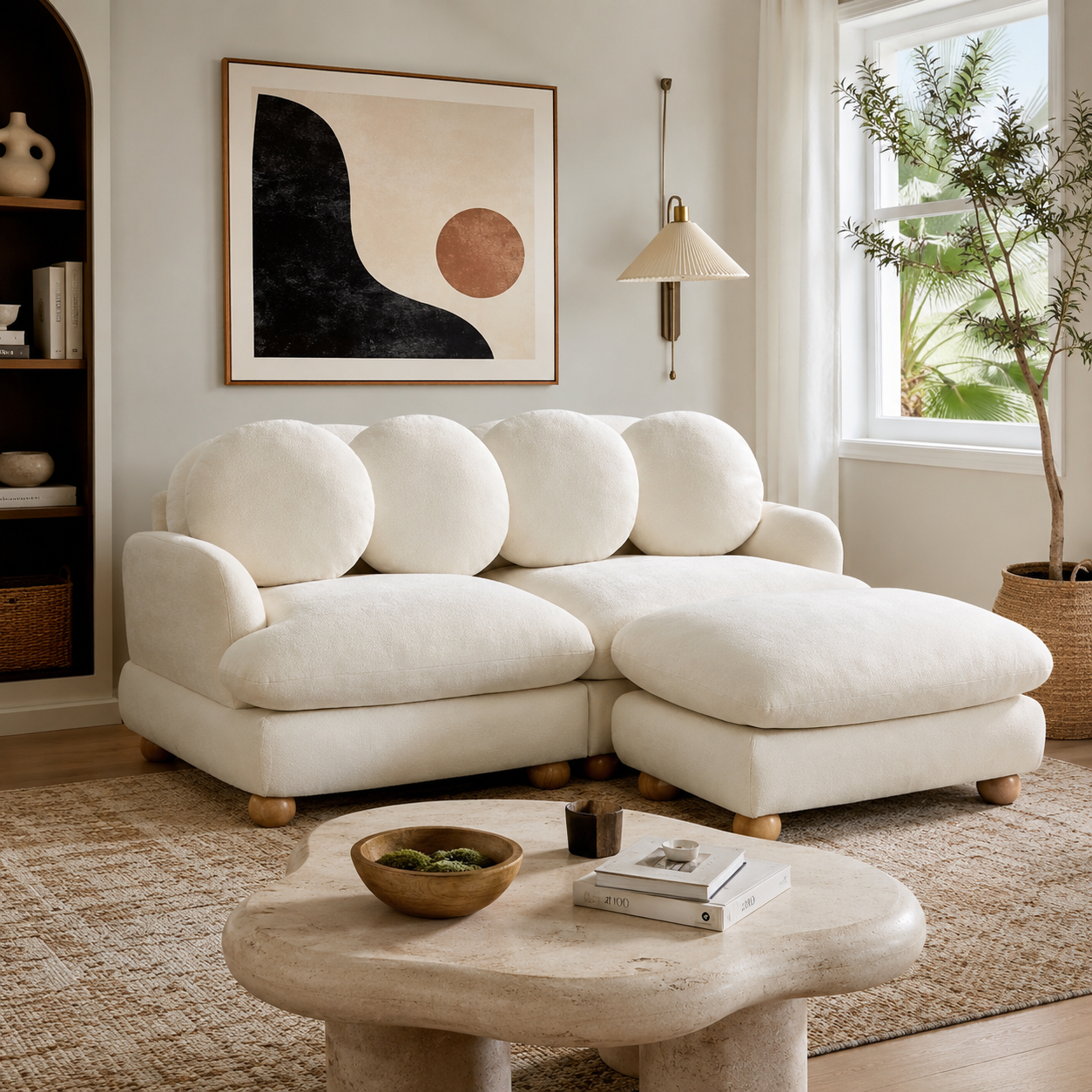 Montclair 68" 3-Seater Modular L-Shaped Sectional Sofa with Ottoman
