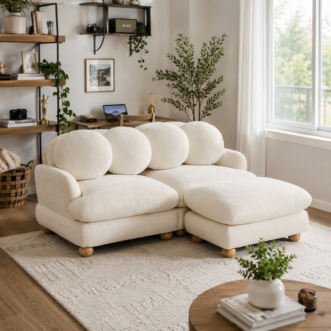 Montclair 68" 3-Seater Modular L-Shaped Sectional Sofa with Ottoman