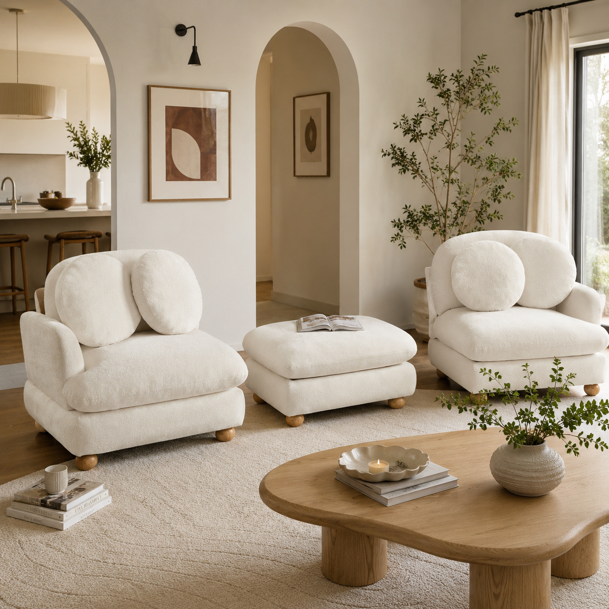 Montclair 68" 3-Seater Modular L-Shaped Sectional Sofa with Ottoman